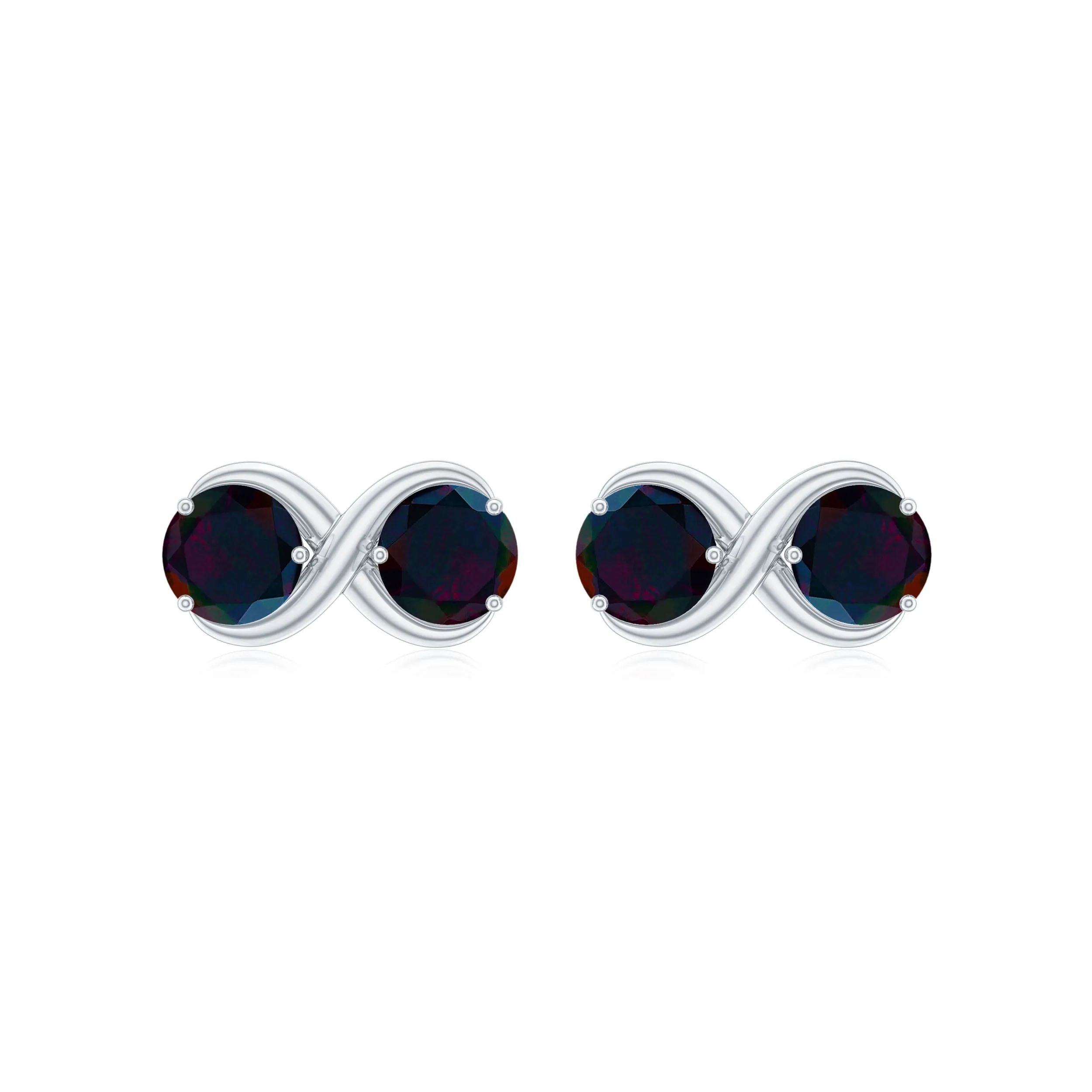 1 CT Simple Infinity Stud Earrings with Black Opal in Gold