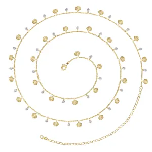 14K Gold Adjustable Sexy Waist Body Chains- Shells & Diamond