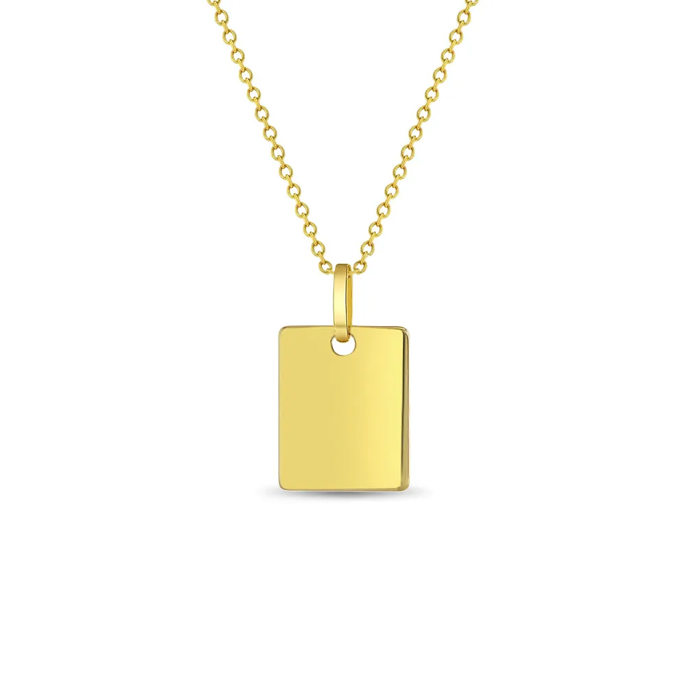 14k Gold Square Tag Women's Pendant/Necklace