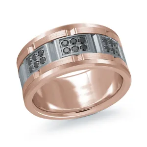 14K Rose Gold with Carbon Fiber Ring from the Tantalum Collection by Malo - MRDTN-057-11PBD