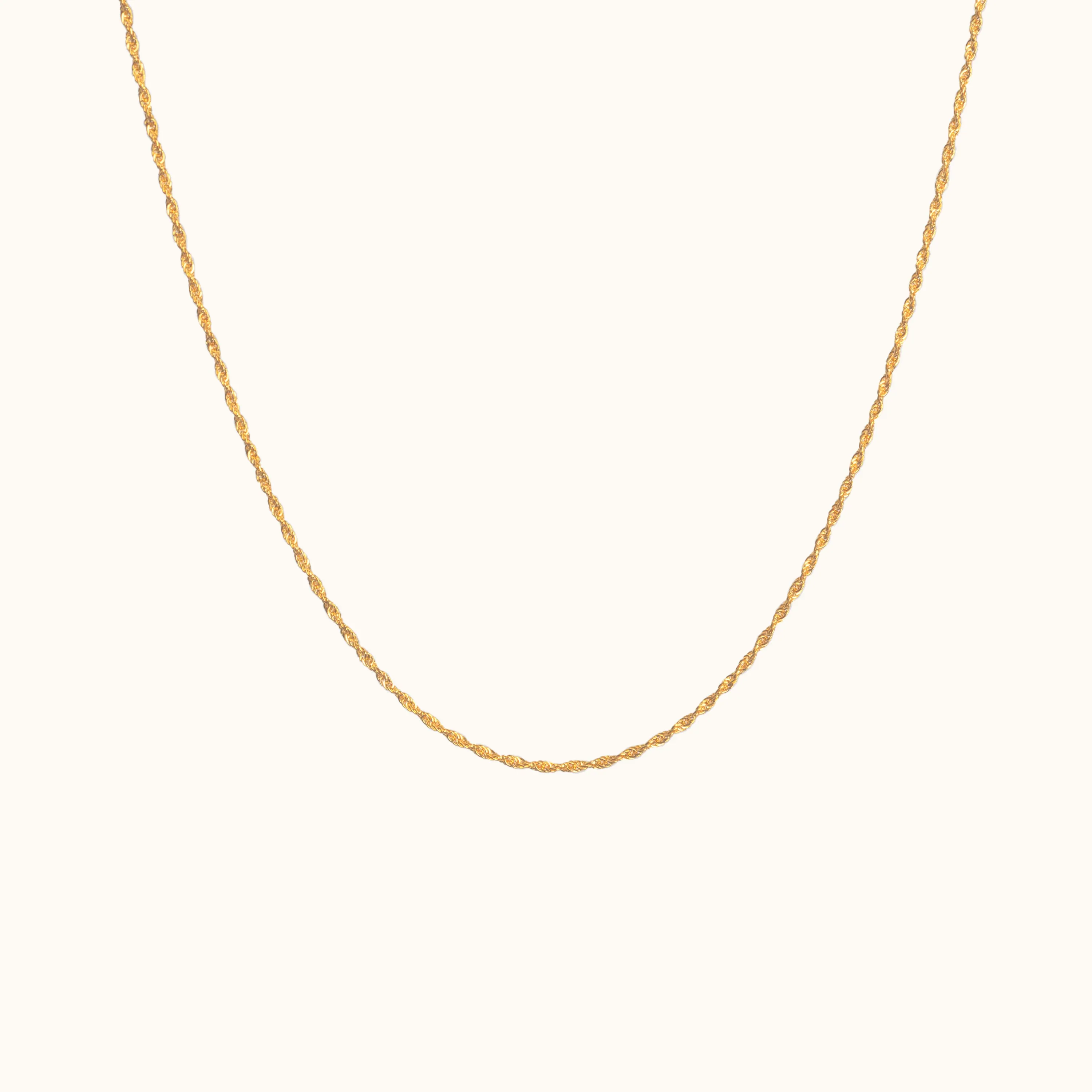 14K Solid Gold Rope Chain Necklace