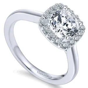 14k White Gold Diamond Halo Ring - ER6873W44JJ