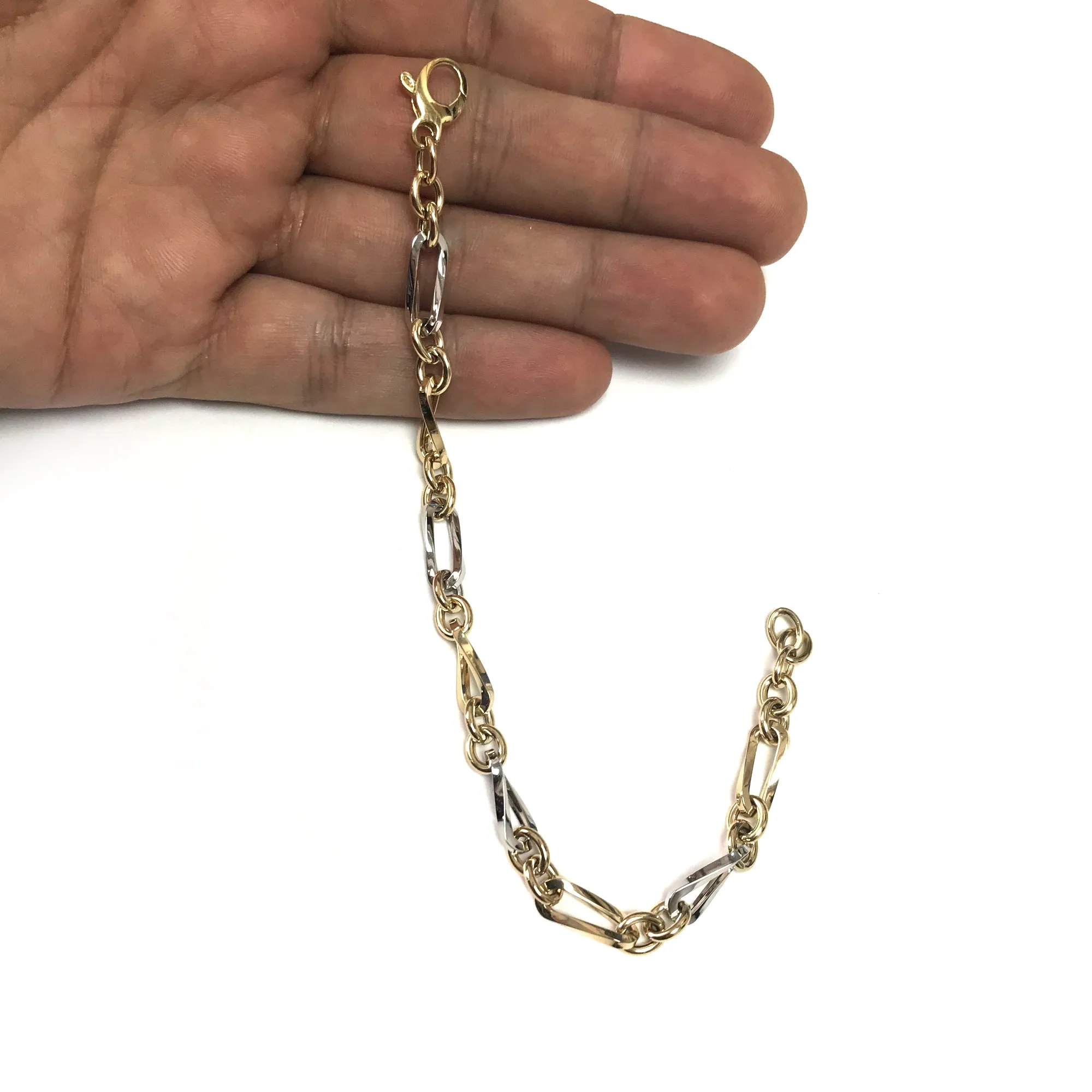 14k Yellow Gold Oval Link Fancy Bracelet, 7.75