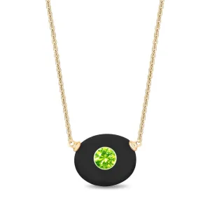 14KY Milestone Necklace Black Onyx and Emerald