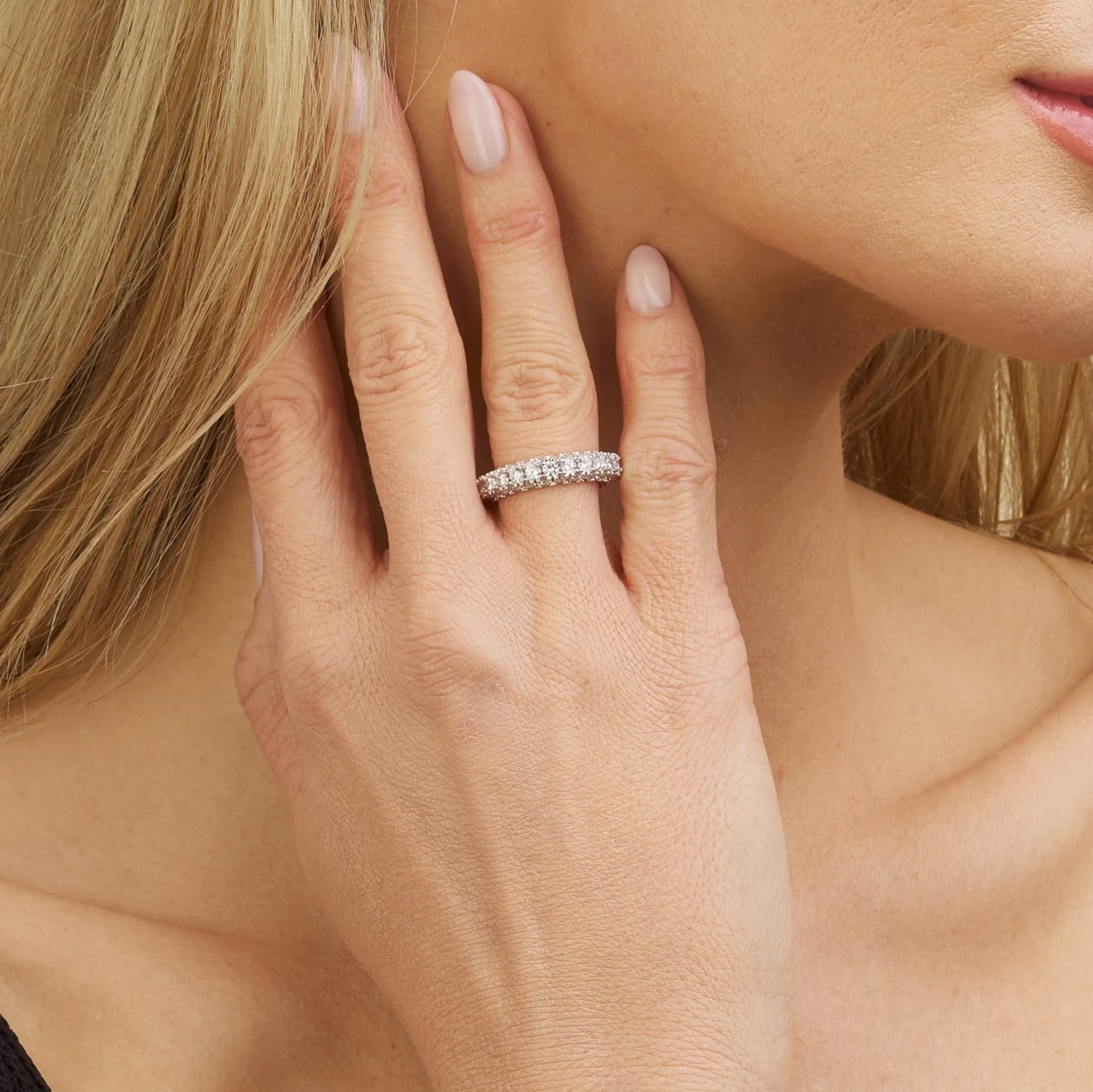 18K Gold Plated 3 Row Eternity Ring