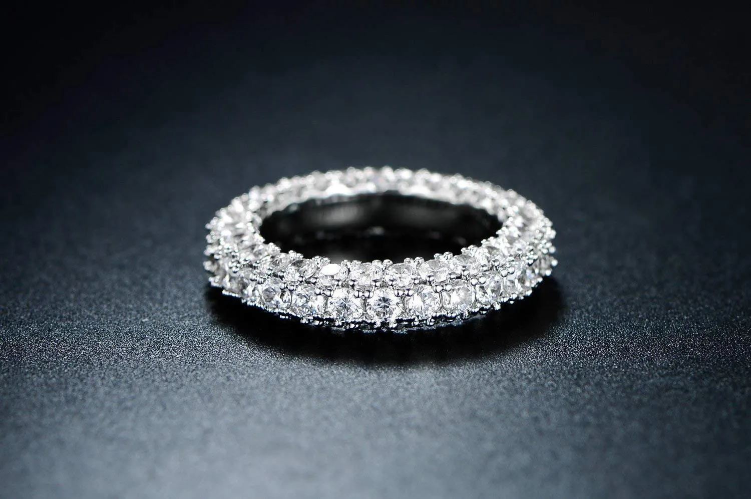 18K Gold Plated 3 Row Eternity Ring