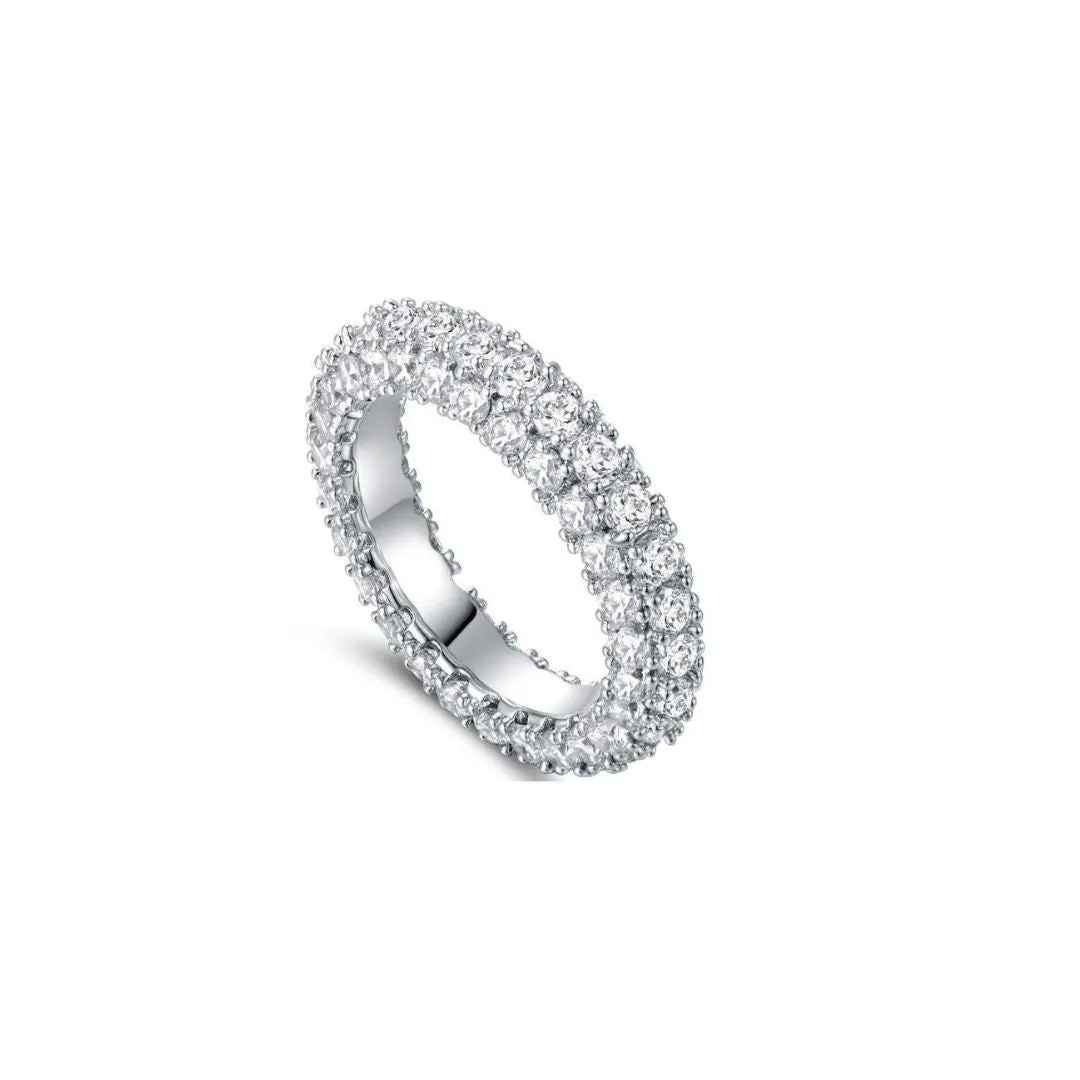 18K Gold Plated 3 Row Eternity Ring