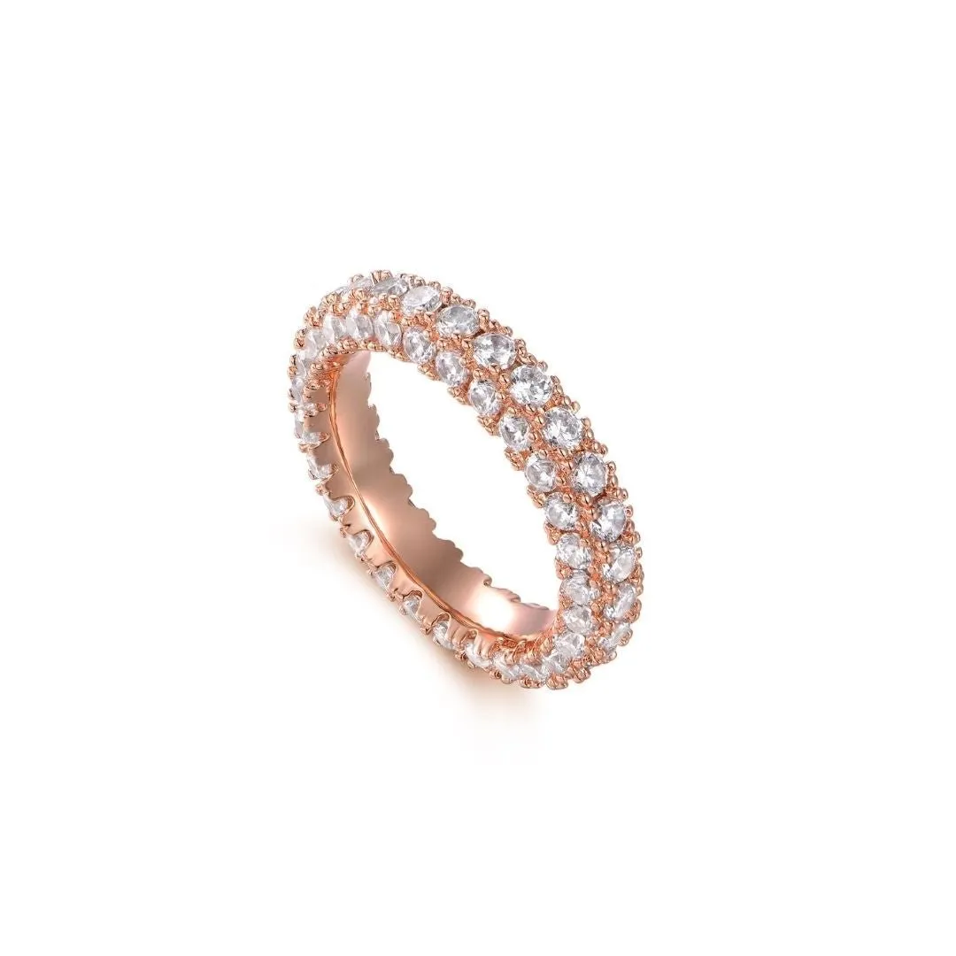 18K Gold Plated 3 Row Eternity Ring