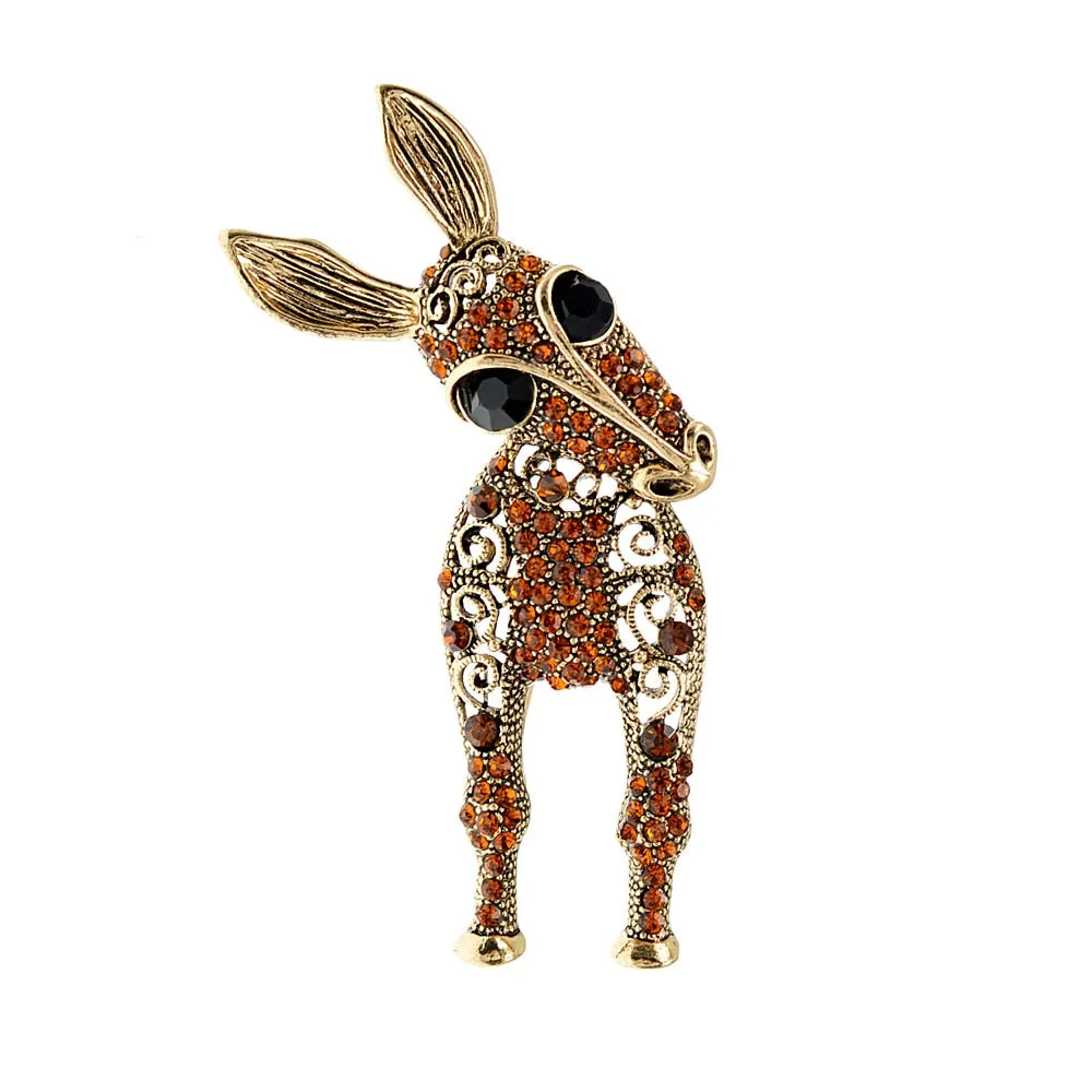 2 Color Choose Rhinestone Donkey Brooches Women And Men