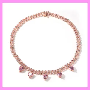 【3-30#】rose gold heart necklaces for female daily business party