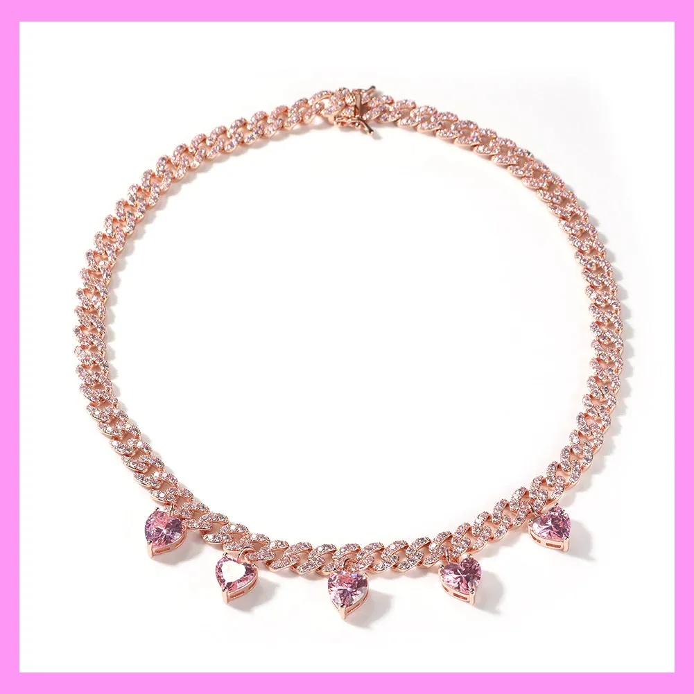 【3-30#】rose gold heart necklaces for female daily business party