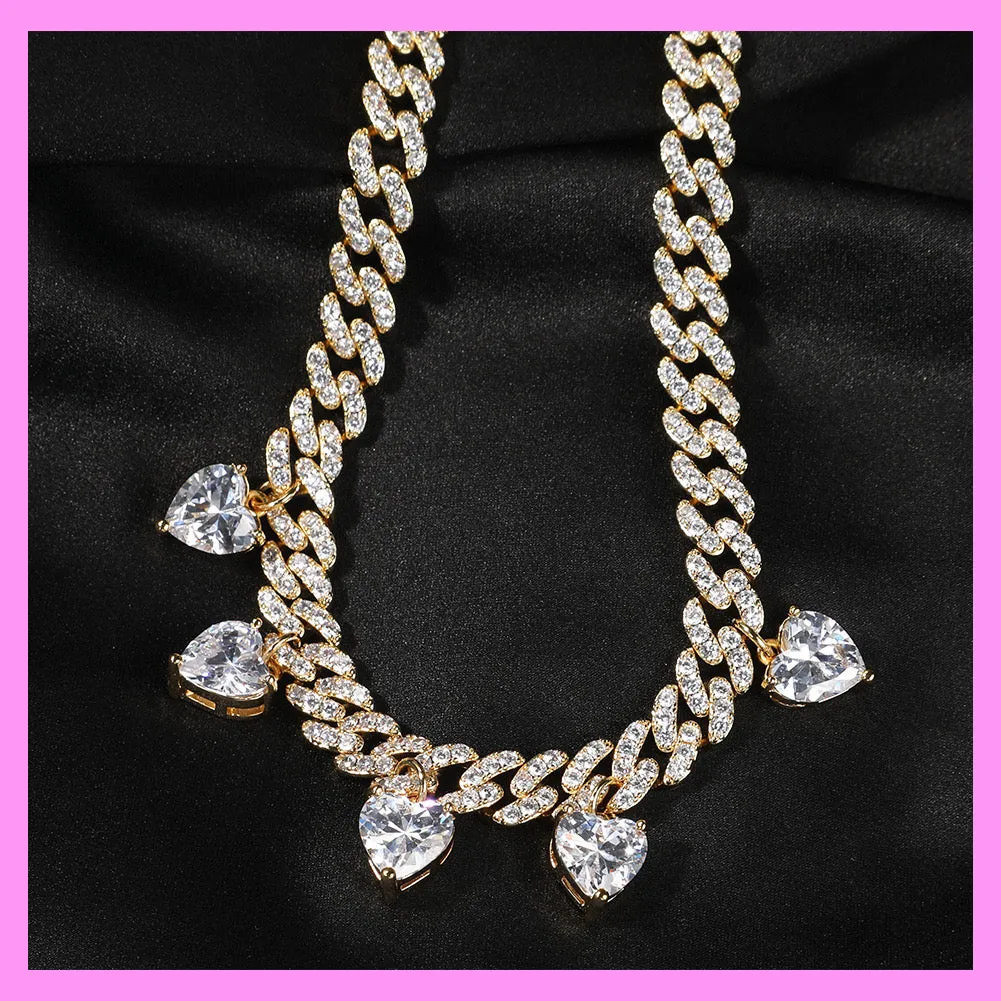 【3-30#】rose gold heart necklaces for female daily business party