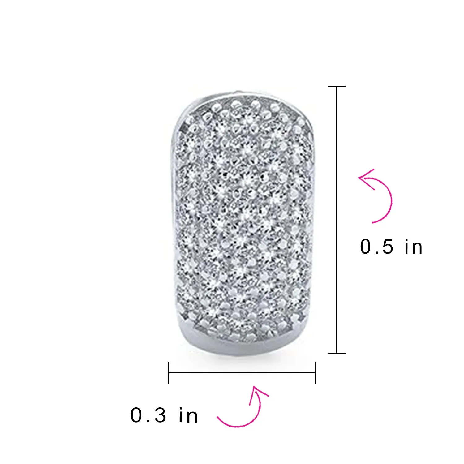 5 Row Pave CZ Hoop Earrings Wide Huggie Rose Gold Plated Sterling Silver