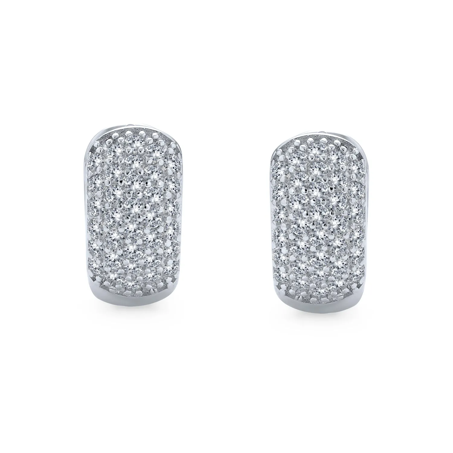 5 Row Pave CZ Hoop Earrings Wide Huggie Rose Gold Plated Sterling Silver