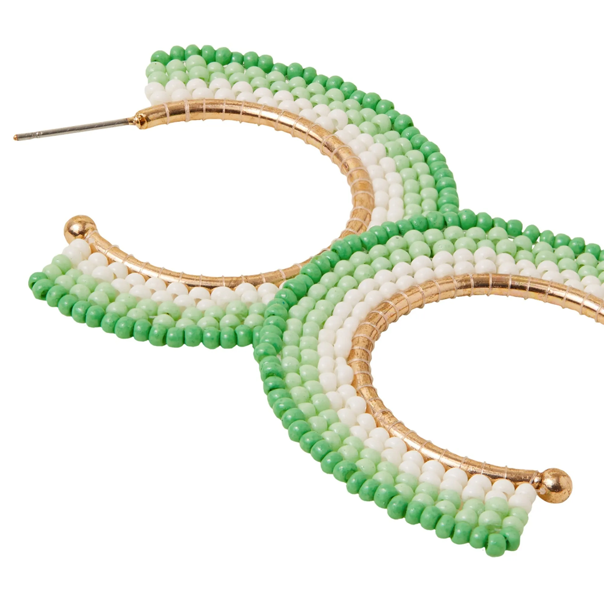 Accessorize London Women's GreenFan Beaded Hoop Earringss
