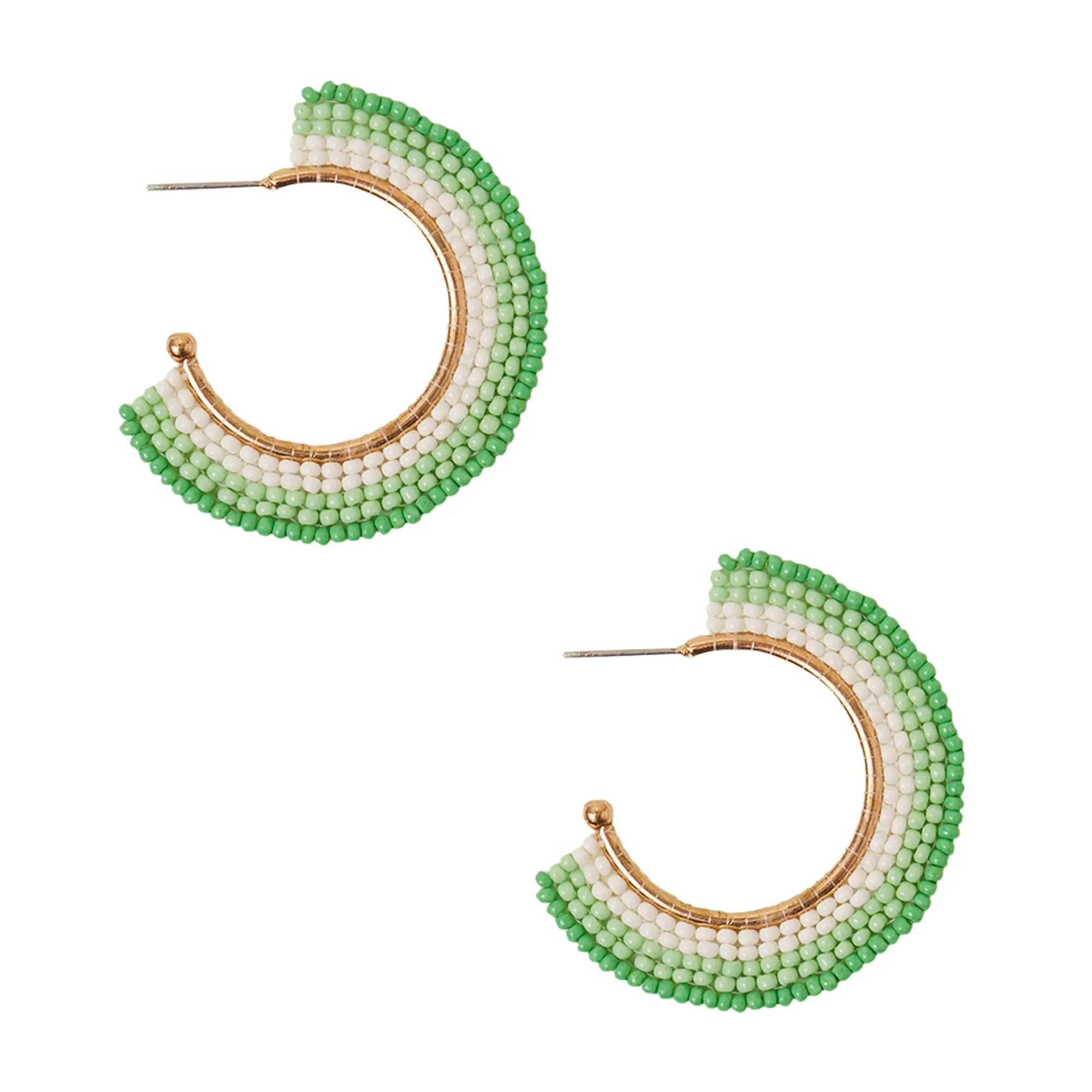 Accessorize London Women's GreenFan Beaded Hoop Earringss