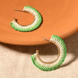 Accessorize London Women's GreenFan Beaded Hoop Earringss
