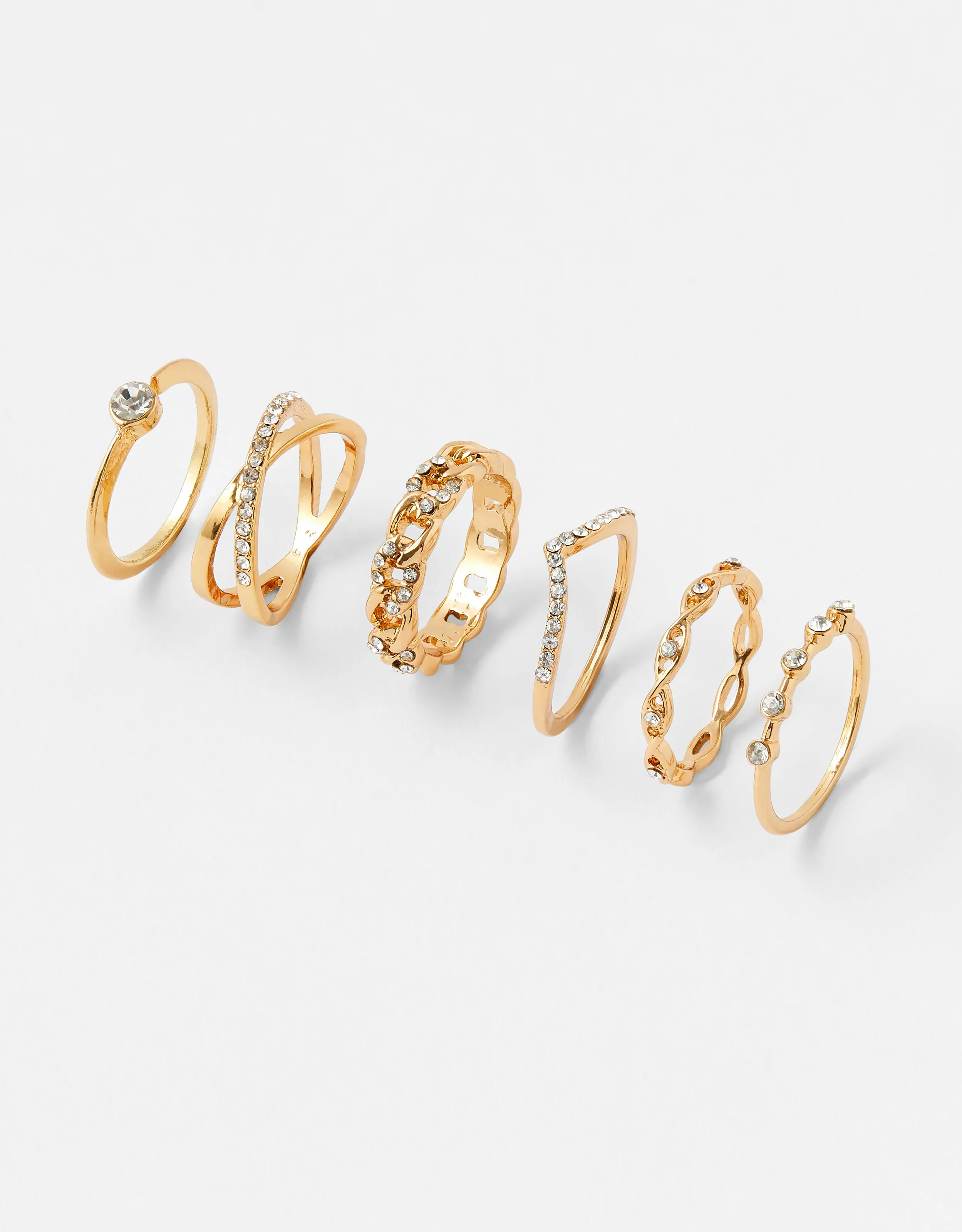 Accessorize London Women's Sparkle Stacking Ring Set White-Medium