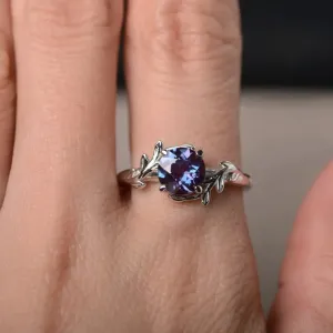 Alexandrite  Branch Wedding Ring - 925 Sterling Silver Ring