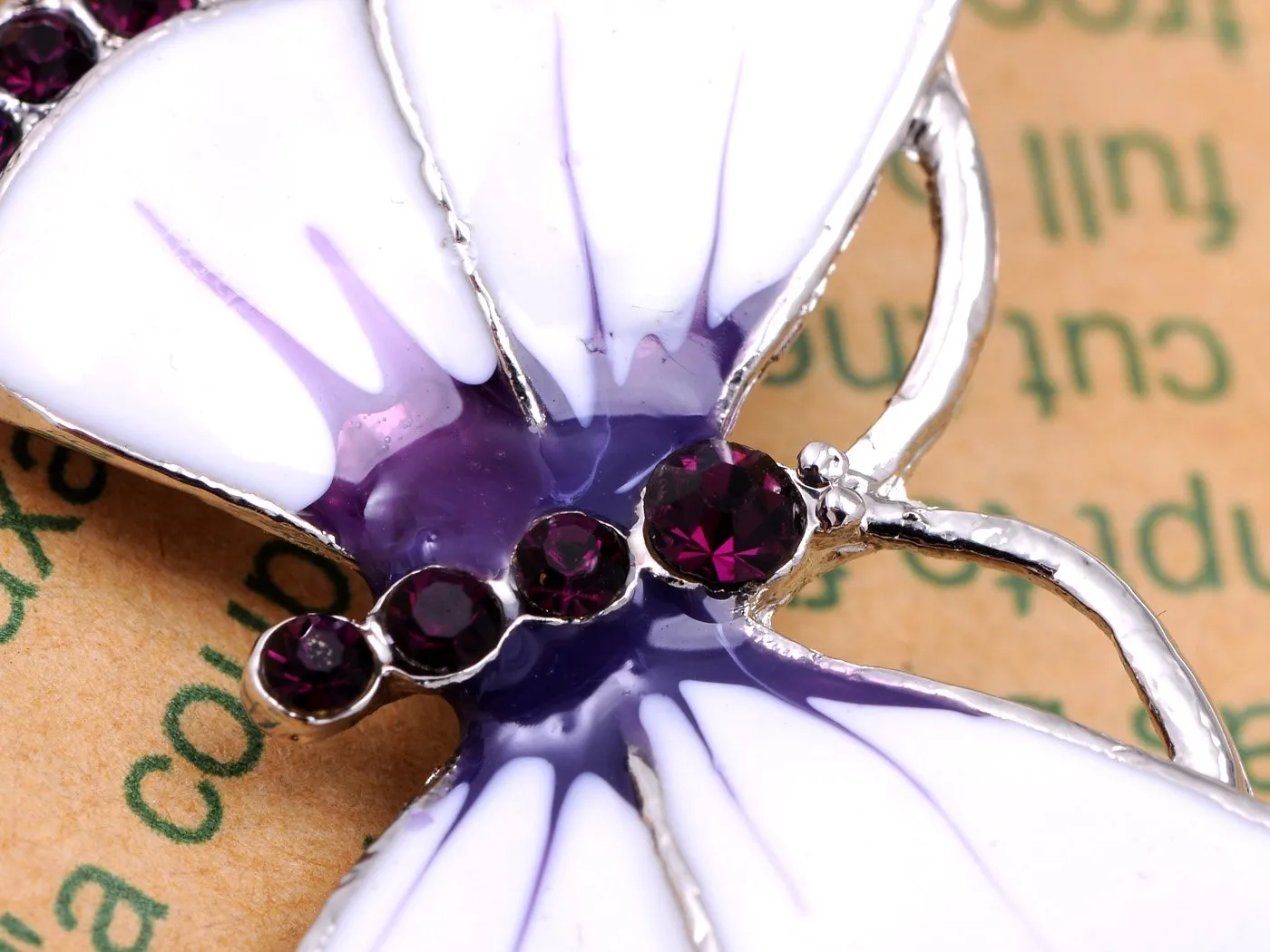 Alilang Painted Enamel Crystal Rhinestone Butterfly Fashion Jewelry Pin Brooch Purple