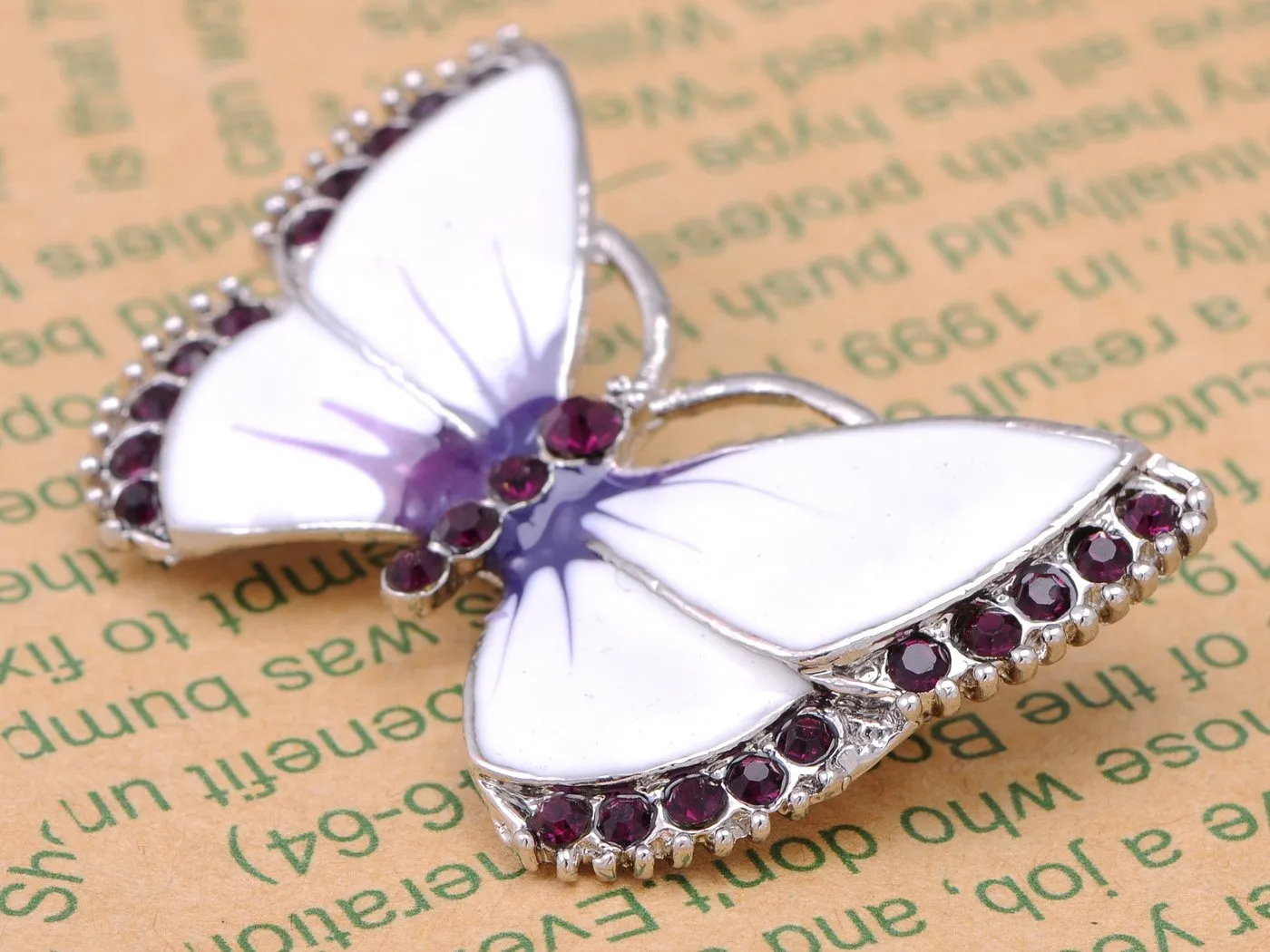 Alilang Painted Enamel Crystal Rhinestone Butterfly Fashion Jewelry Pin Brooch Purple