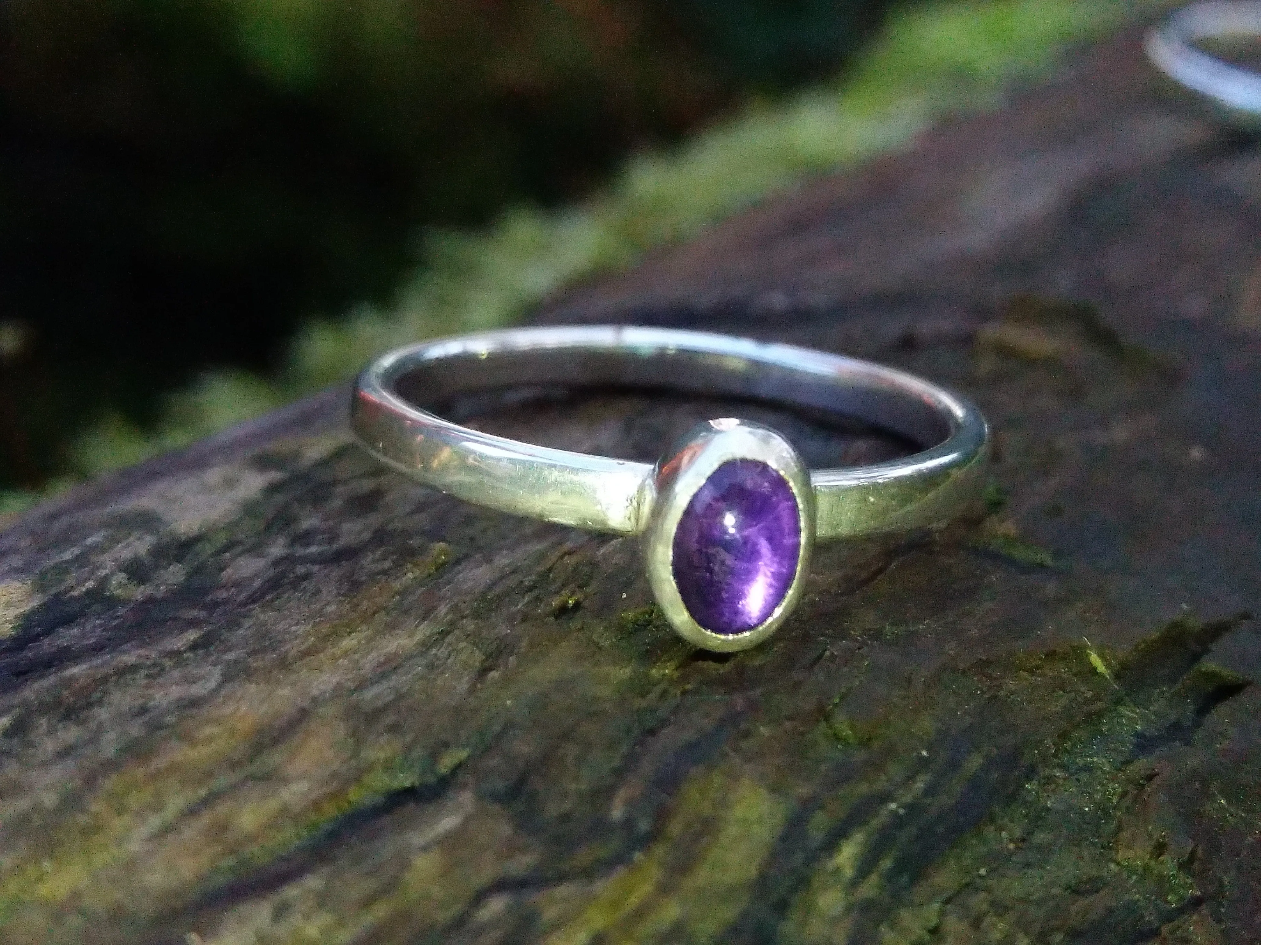 Amethyst Iolite and Gold Dot Stacking Set