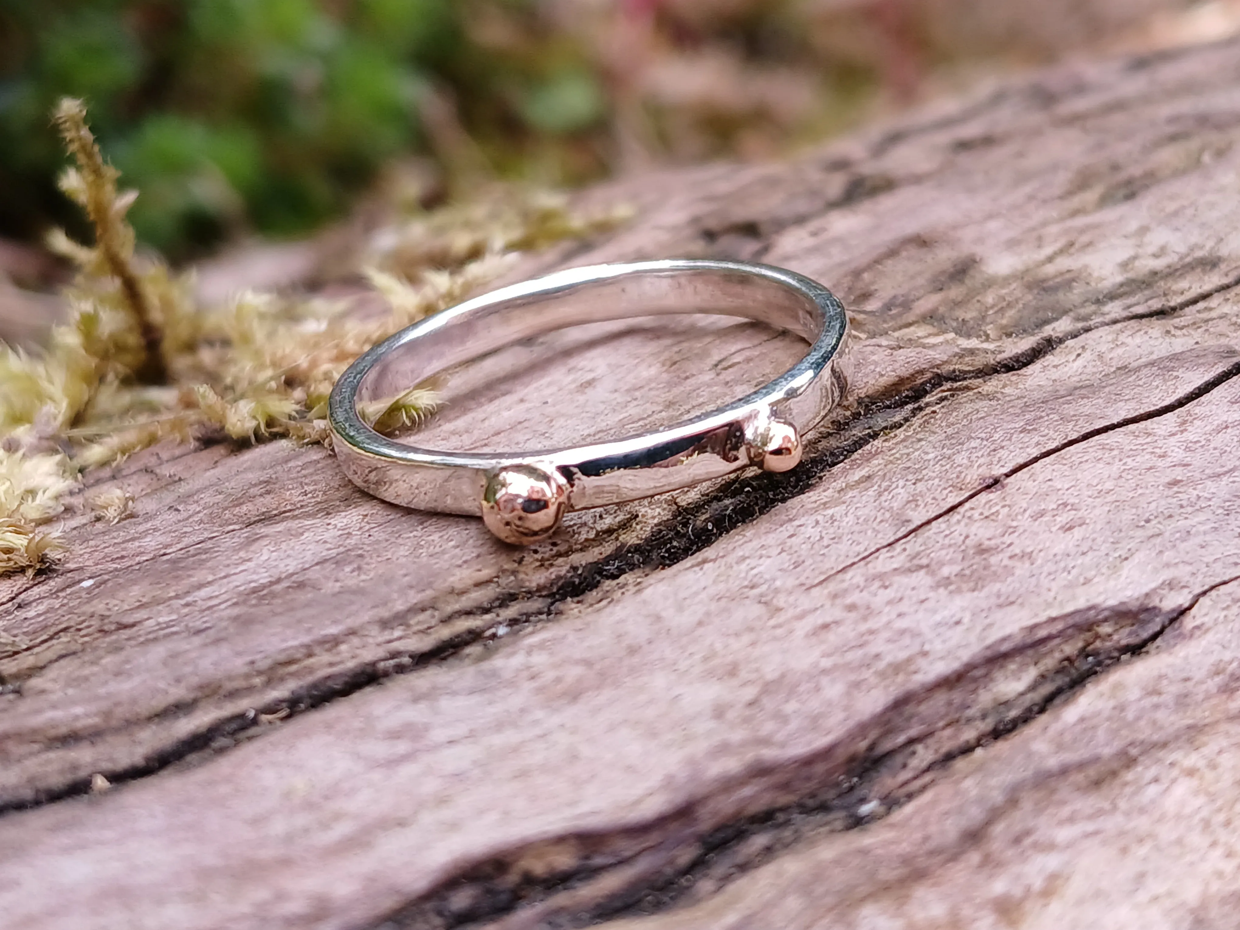 Amethyst Iolite and Gold Dot Stacking Set
