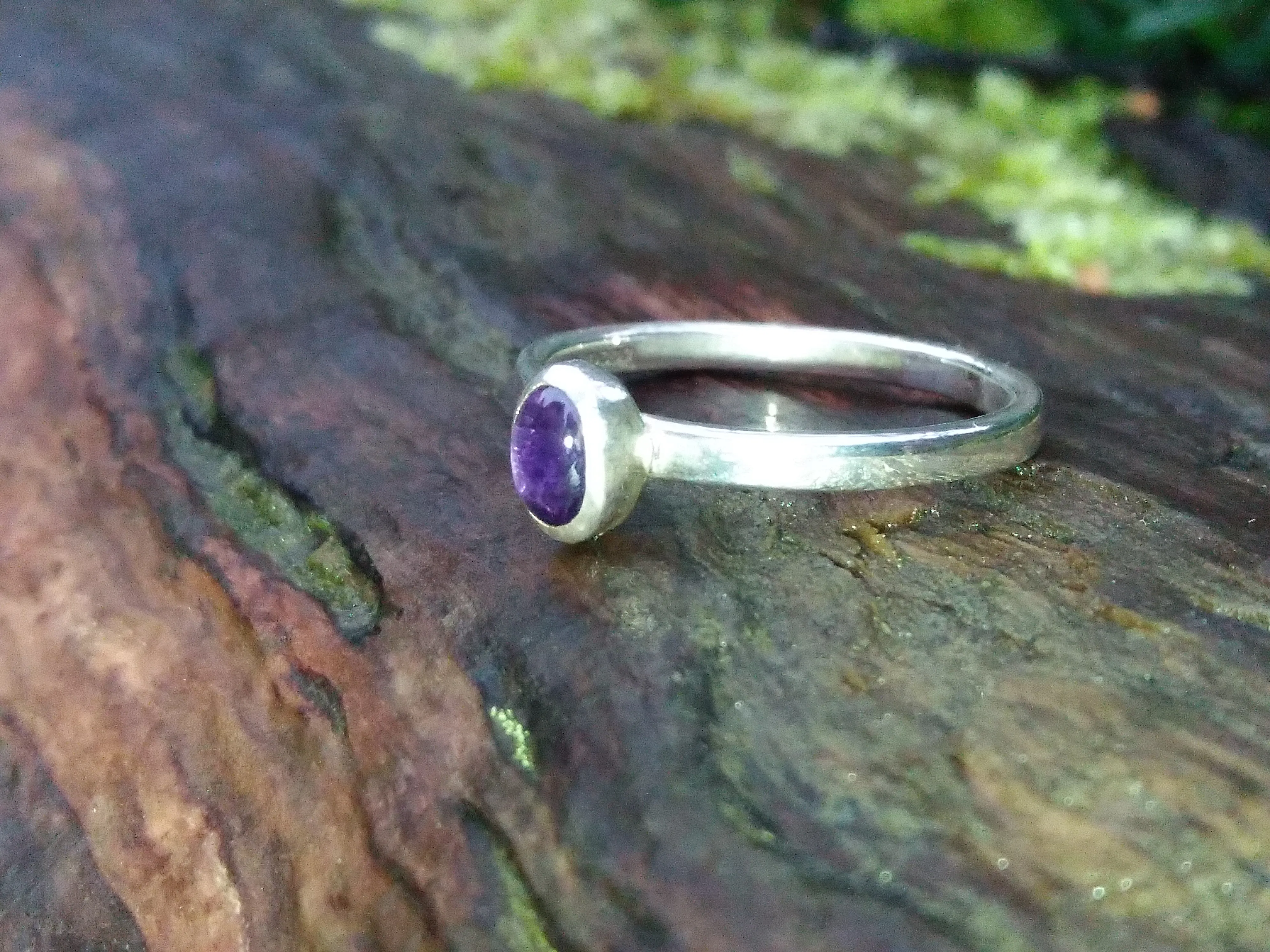 Amethyst Iolite and Gold Dot Stacking Set