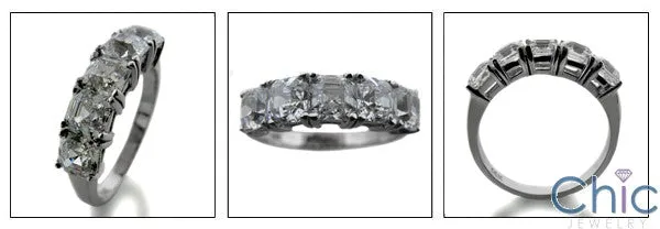 Anniversary 2.5 5 stone Asscher Cubic Zirconia Cz Ring