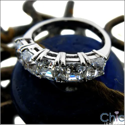 Anniversary 2.5 5 stone Asscher Cubic Zirconia Cz Ring
