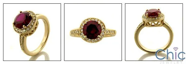Anniversary Ruby 2 Ct Halo Cubic Zirconia Cz Ring