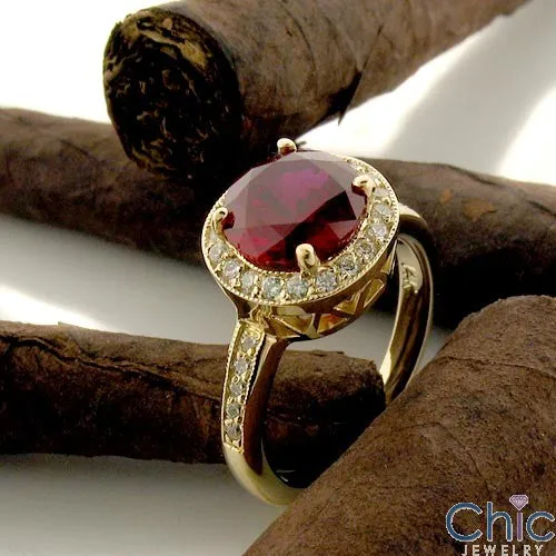 Anniversary Ruby 2 Ct Halo Cubic Zirconia Cz Ring