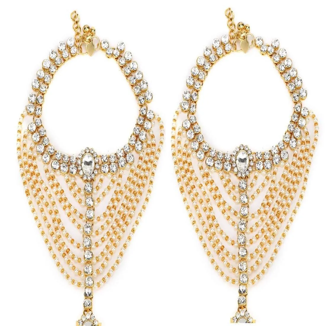 Antique Traditional Kundan Pearls Stone Gold Plated Payal Anklet