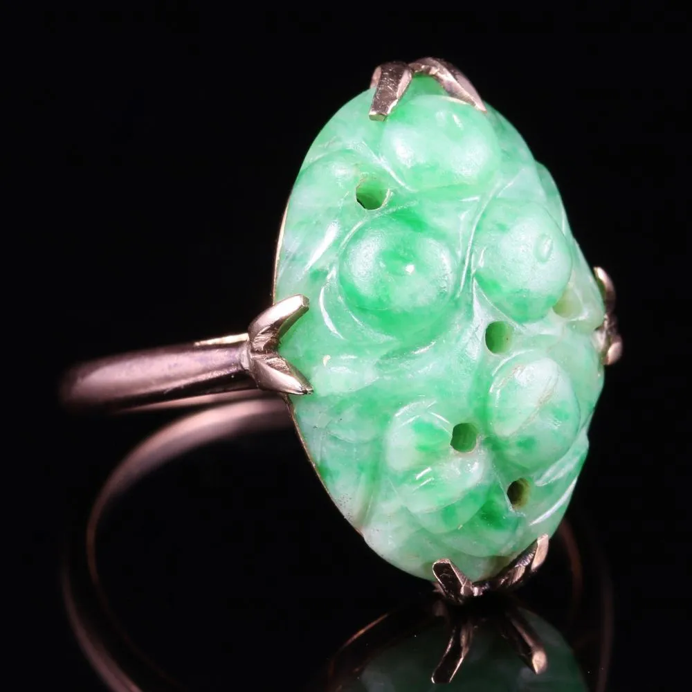 Antique Victorian Jade Ring 18Ct Gold Circa 1880