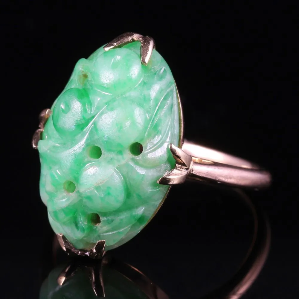 Antique Victorian Jade Ring 18Ct Gold Circa 1880