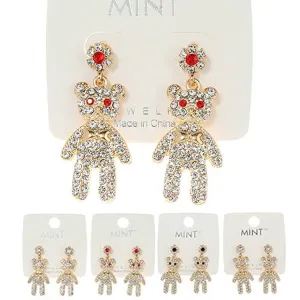 Bear Rhinestone Earrings 40227-4C  (12 units)
