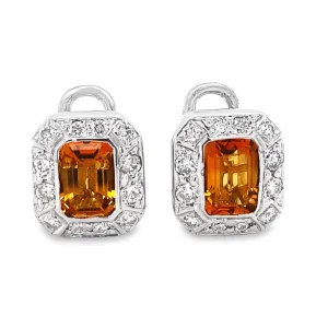 Bezel Set Citrine Diamond Earrings