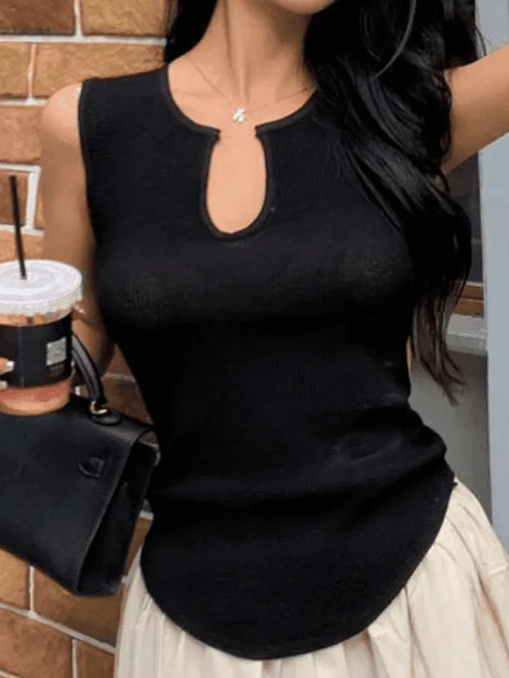 Black U Neck Slim Tank Top