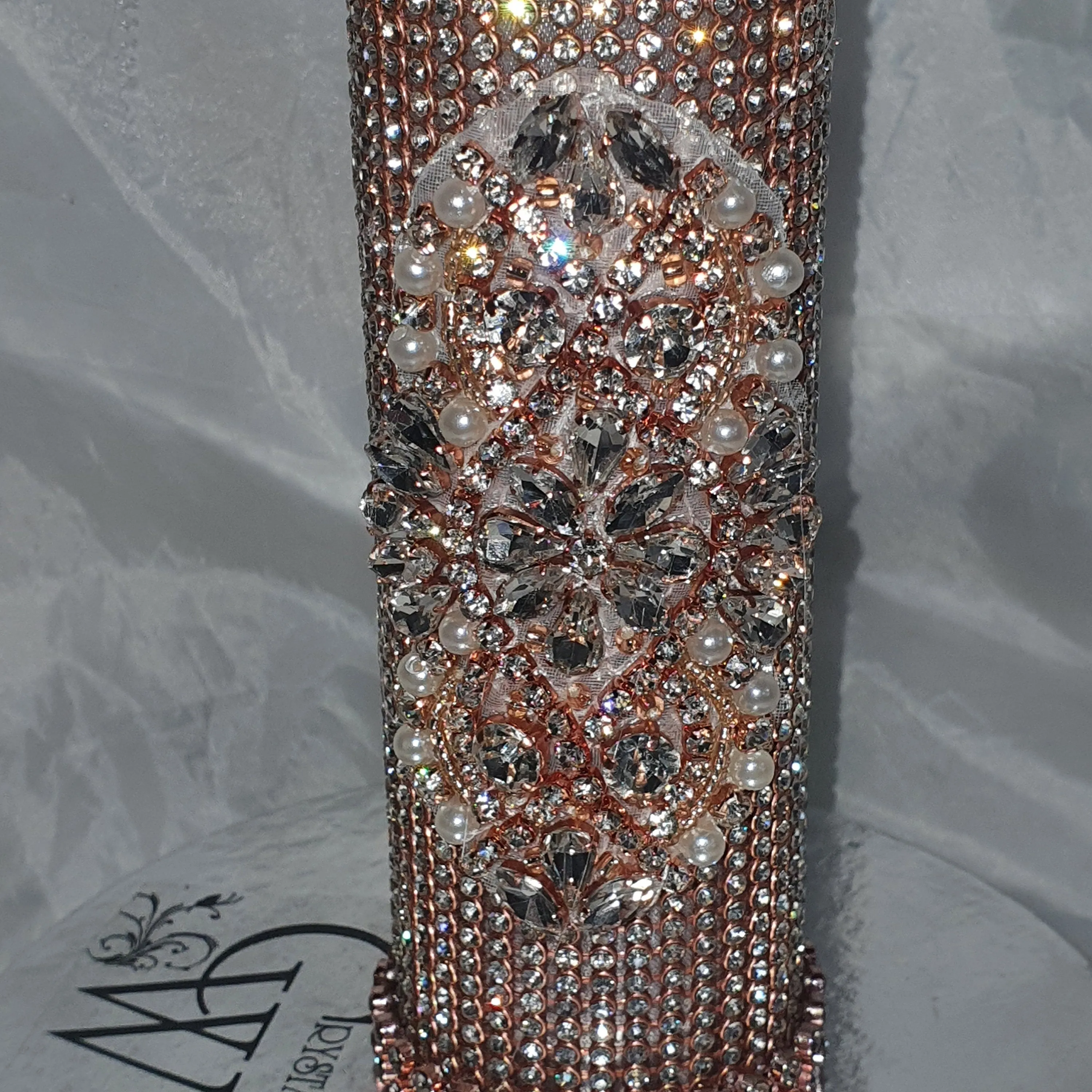 Bling Bouquet Holder, rhinestone crystal Diamonte holder, Rhinestone & pearl Wedding Bouquet Holder , Glam Bling Bouquet Holders