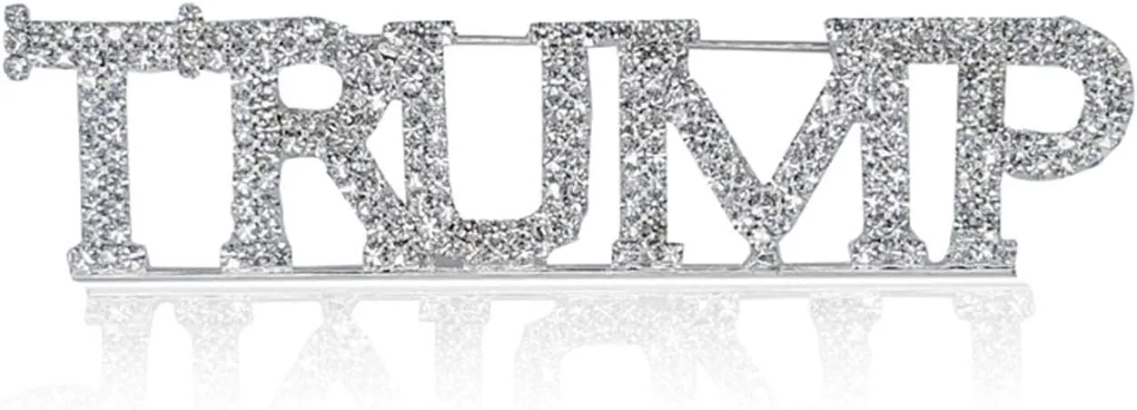 BlingBig Size of Crystal Trump Letter Brooch Pin Handmade Jewelry Brooches