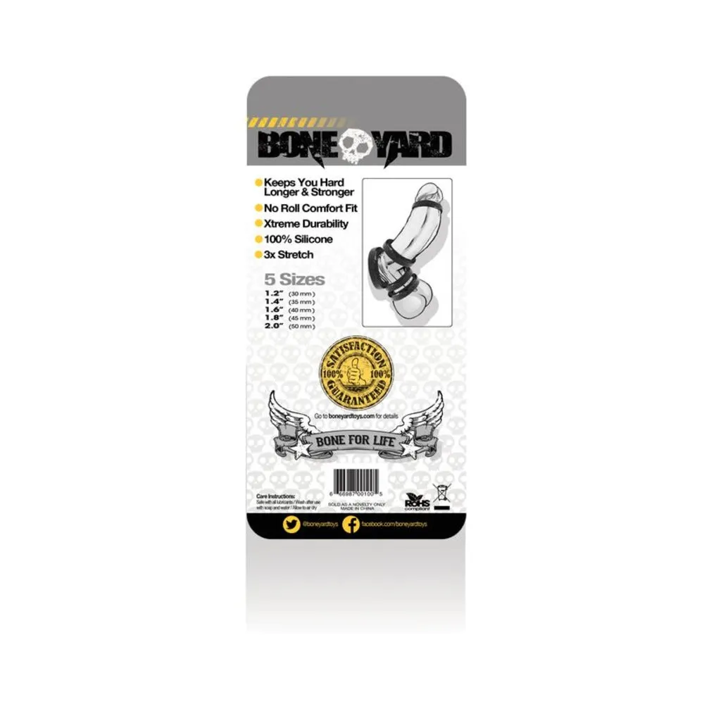 Boneyard Silicone Ring 5 Pcs Kit Black