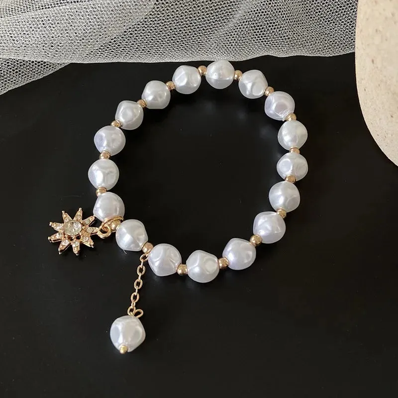 Bracelets Charm Jewelry BCJTXY21 Multi-Layer Pearl Heart Folded Fashion