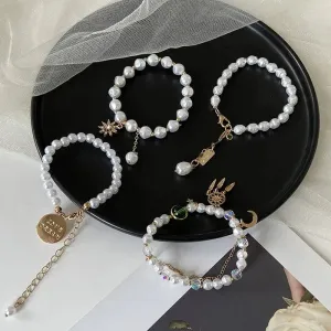Bracelets Charm Jewelry BCJTXY21 Multi-Layer Pearl Heart Folded Fashion