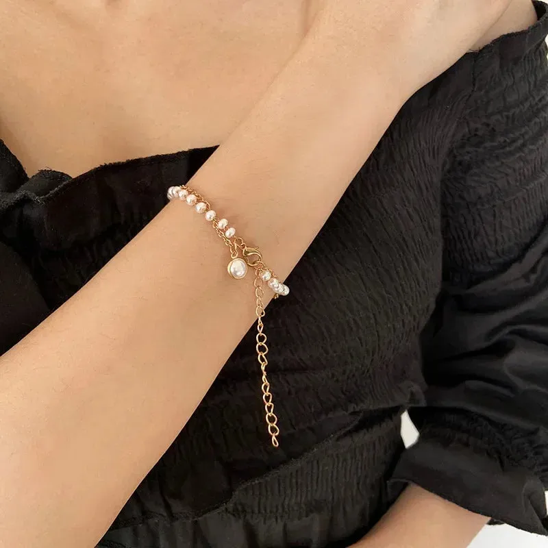 Bracelets Charm Jewelry BCJTXY21 Multi-Layer Pearl Heart Folded Fashion