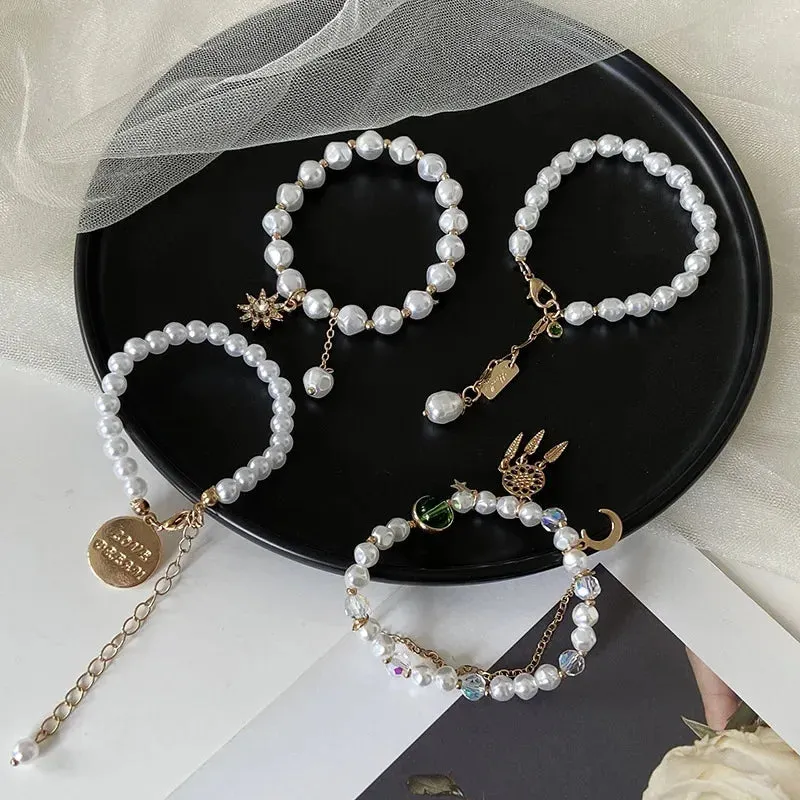 Bracelets Charm Jewelry BCJTXY21 Multi-Layer Pearl Heart Folded Fashion