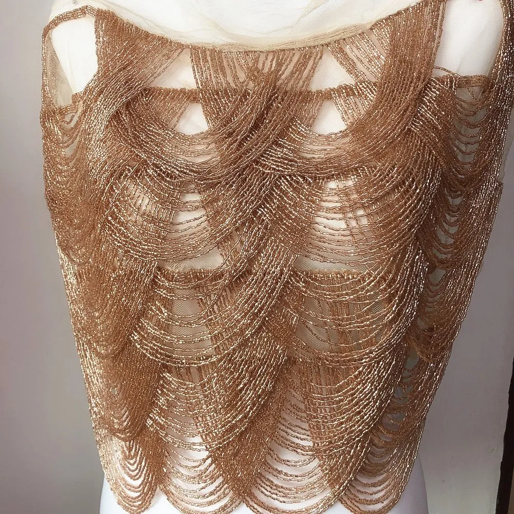 Bridal Wedding Party Rhinestone Crystal String Beaded Sequin Glitter Full Body Sew On Patch Trim Applique / 10 COLOR DESIGNS