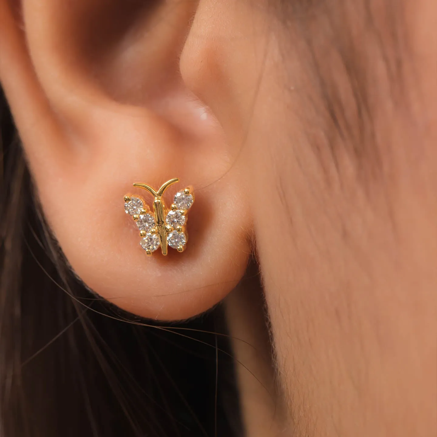 Butterfly Design Silver Stud Earring
