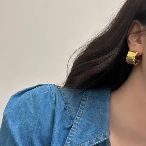 C Shape Twisted Styled Gold Pin Earrings JLT12893