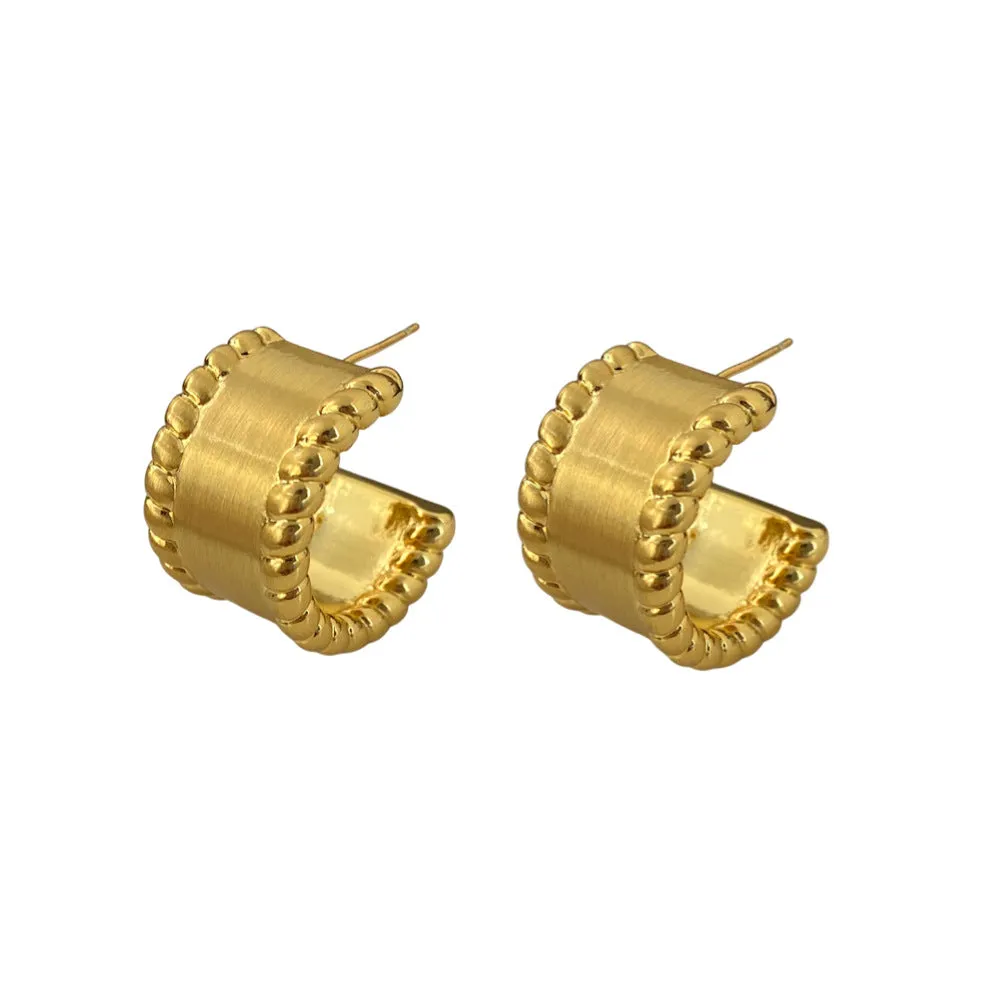C Shape Twisted Styled Gold Pin Earrings JLT12893