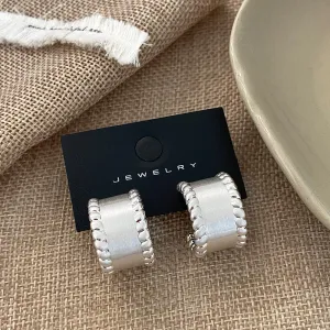 C Shape Twisted Styled Silver Pin Earrings JLT12894